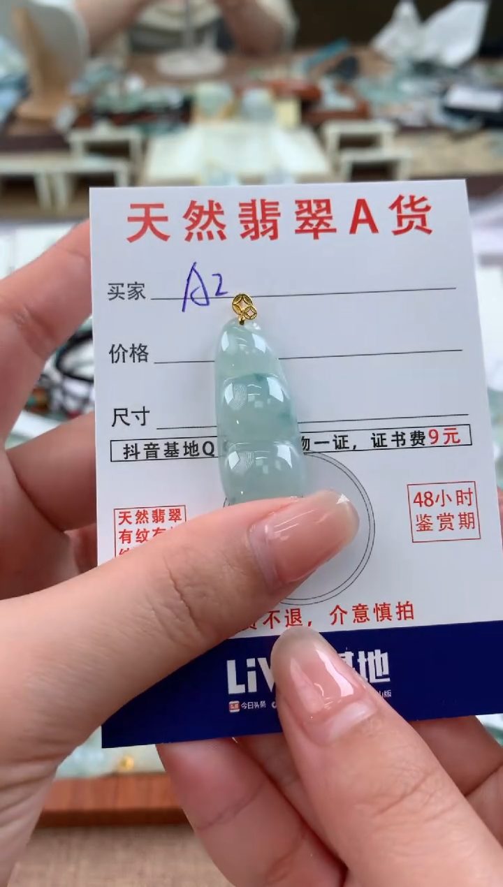 【闪购商品】翡翠颈饰18K金镶嵌 天然A货翡翠挂件    