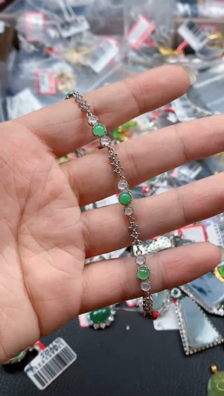 银S925镶嵌戒指翡翠天然A货缅甸翡翠