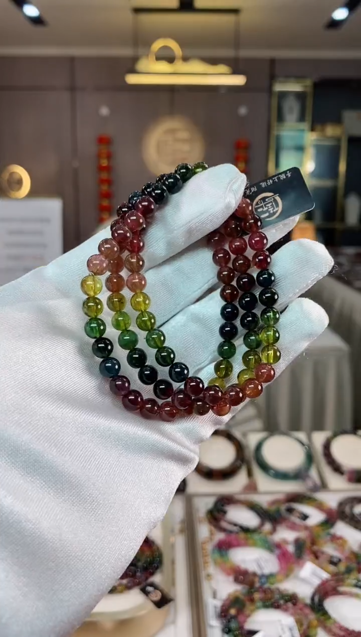 【闪购商品】碧玺三圈手串6mm+未镶嵌（多样性发一条）xion