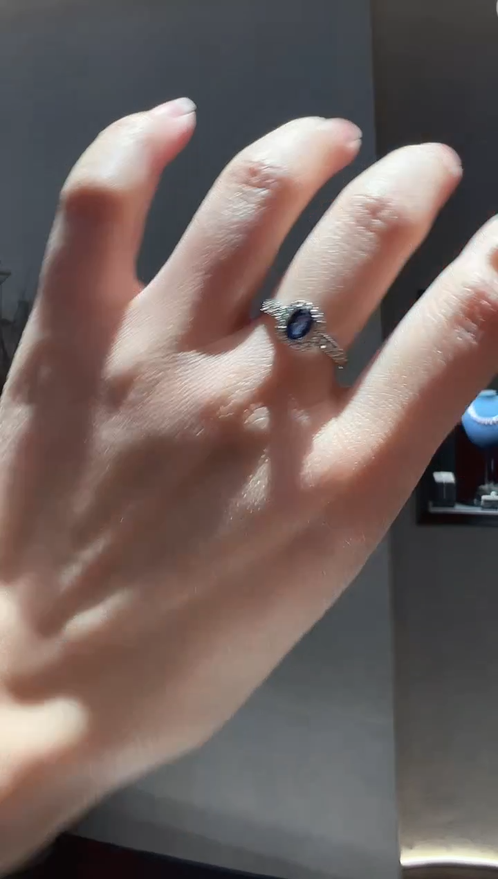 【闪购商品】蓝宝石戒指银S925镶嵌60】