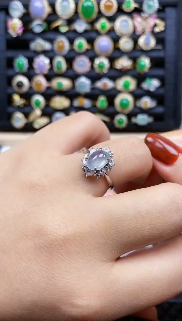 银S925镶嵌戒指翡翠341