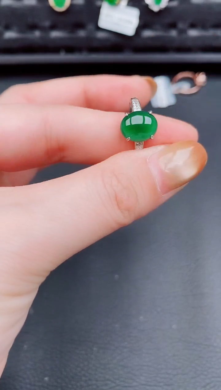 【闪购商品】翡翠戒指银S925镶嵌天然a货翡翠214