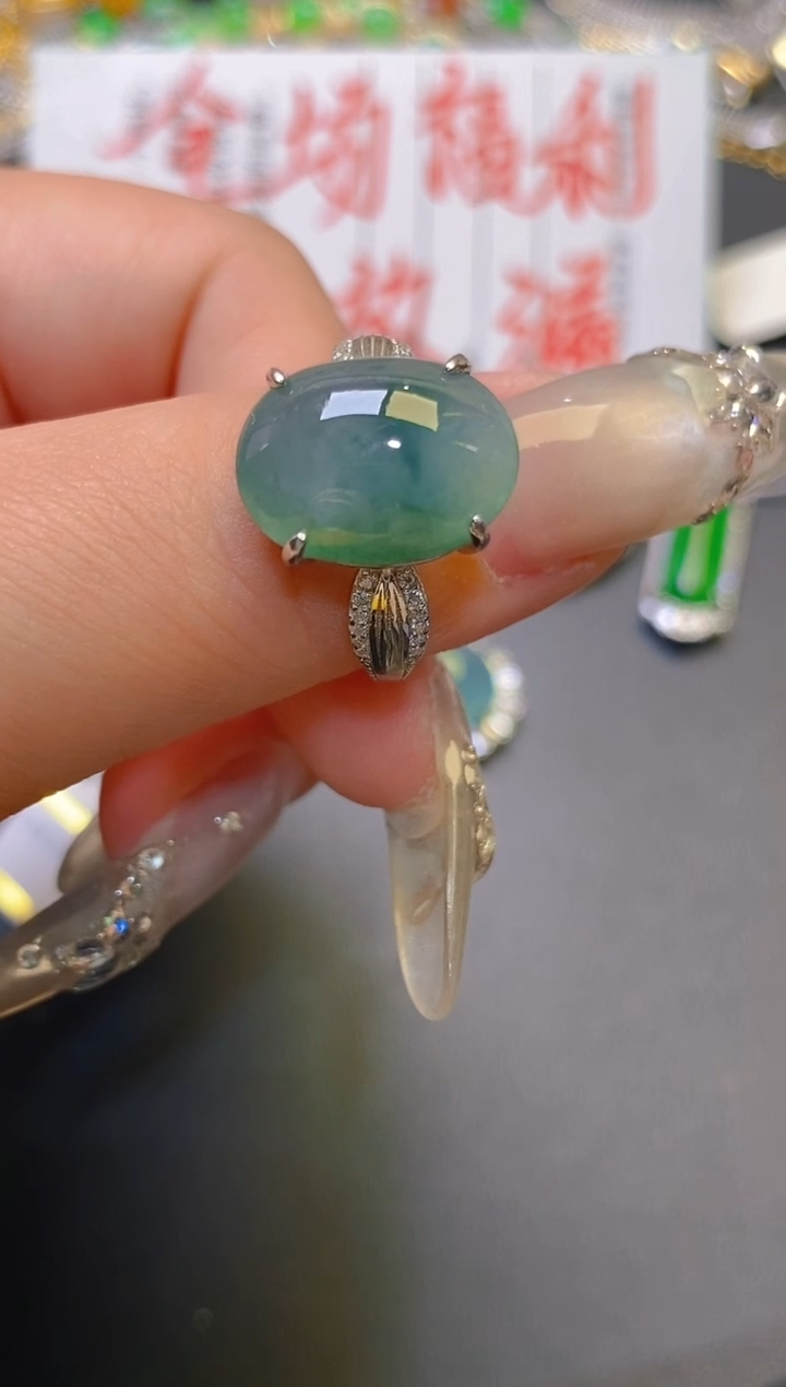 【闪购商品】翡翠耳饰银S925镶嵌天然A货翡翠1