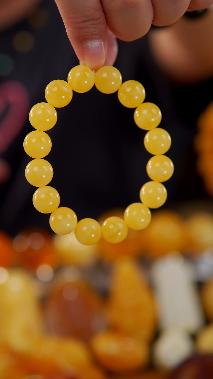 【闪购商品】蜜蜡手串未镶嵌焦皮同料圆珠手串20.45