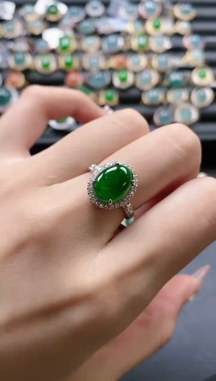 【闪购商品】翡翠戒指银S925镶嵌-600