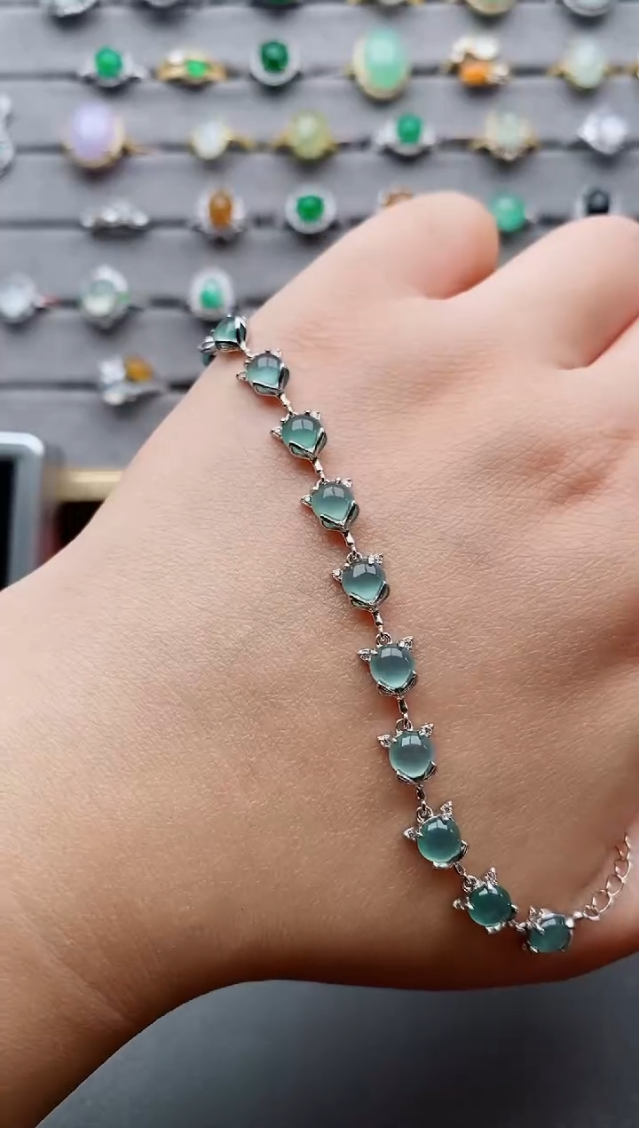 银S925镶嵌手链翡翠一物一证