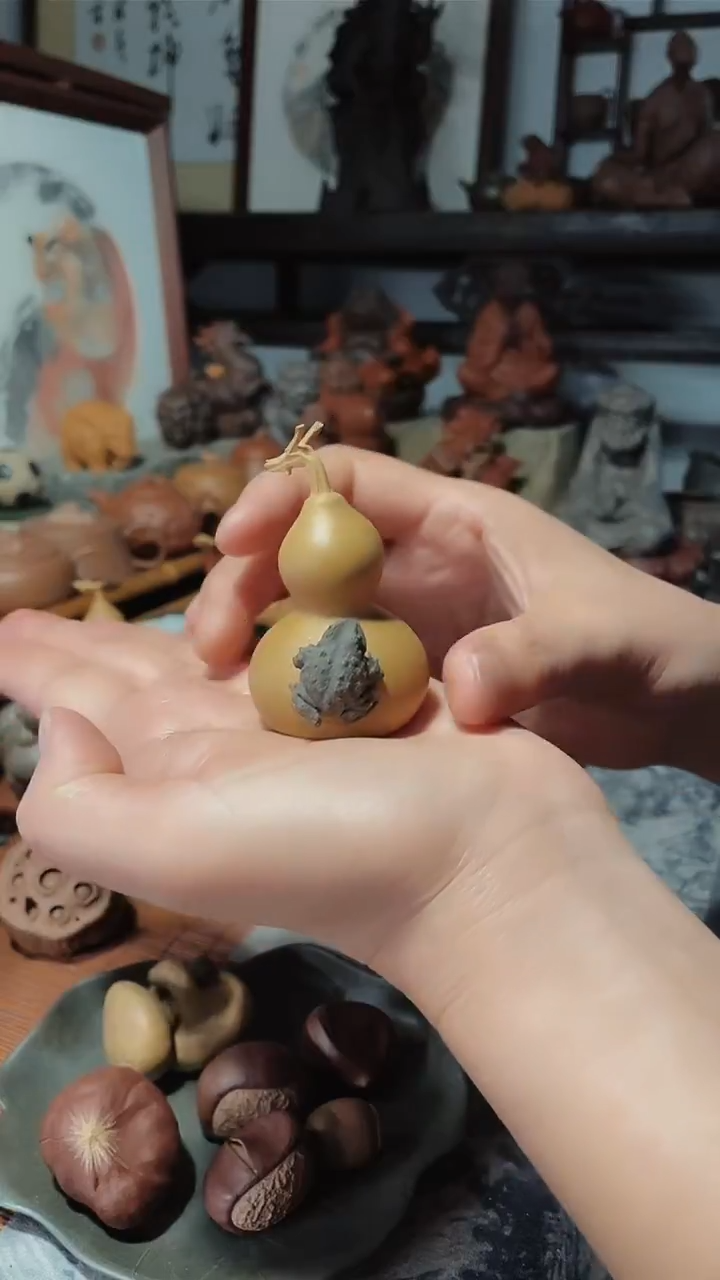 紫砂茶宠欢*紫砂茶宠把件摆件葫芦金蟾