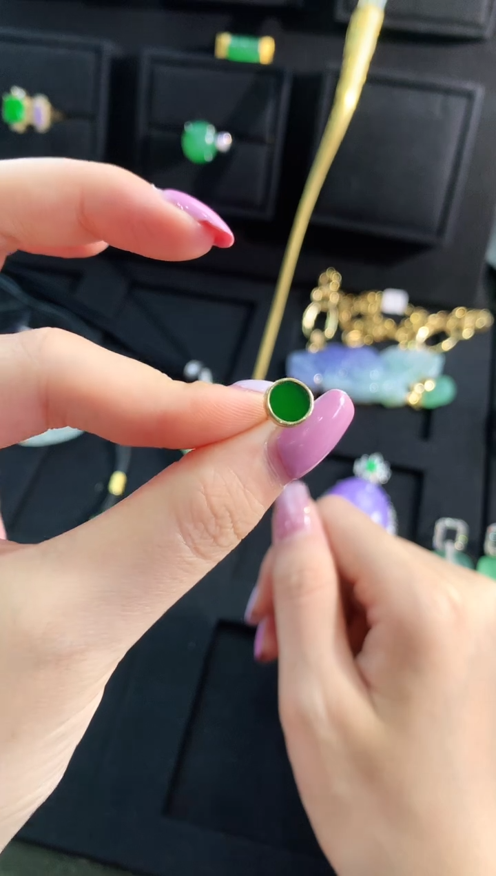 【闪购商品】翡翠耳饰18K金镶嵌耳饰 但