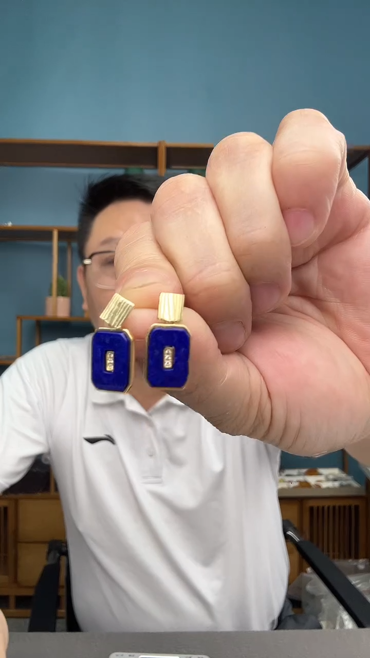 青金石未镶嵌耳饰微瑕介意勿拍63