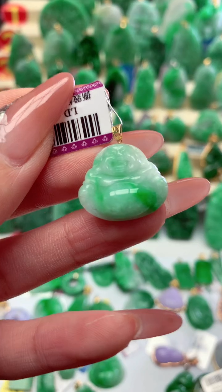 【闪购商品】翡翠颈饰18K金镶嵌挂件