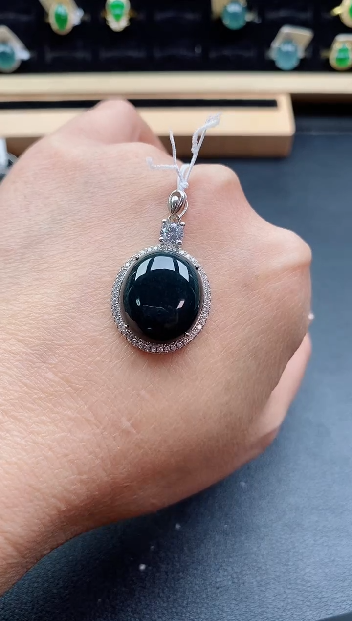 吊坠(赠链)银S925镶嵌翡翠1