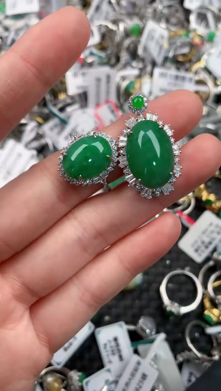 银S925镶嵌戒指翡翠222---10