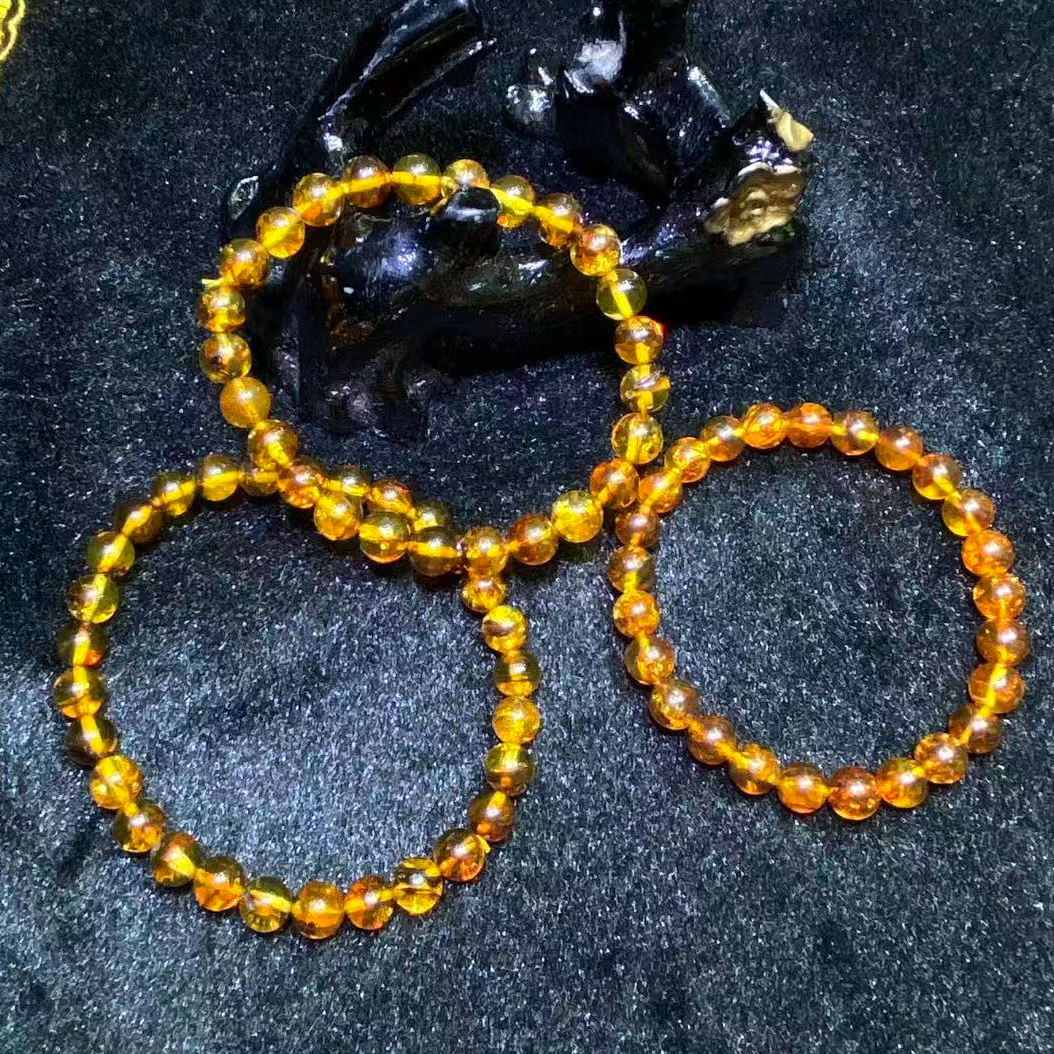 M2669-卡7卡8左右-琥珀虫花珀手串-多样性发其一WR