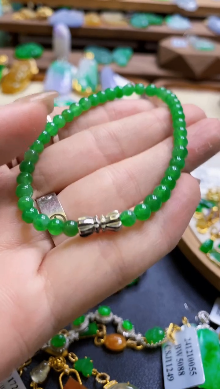 【闪购商品】定制翡翠18K金镶嵌手链