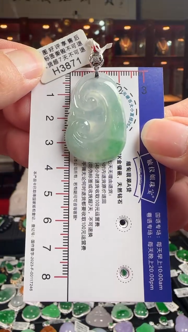 【闪购商品】翡翠颈饰18K金镶嵌H3871 冰飘绿如意