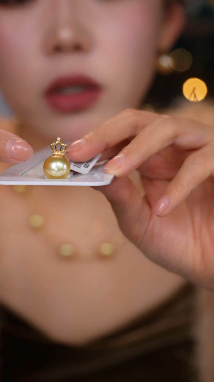 【闪购商品】海水珍珠吊坠(不含链)18K金镶嵌金珠13-14mm