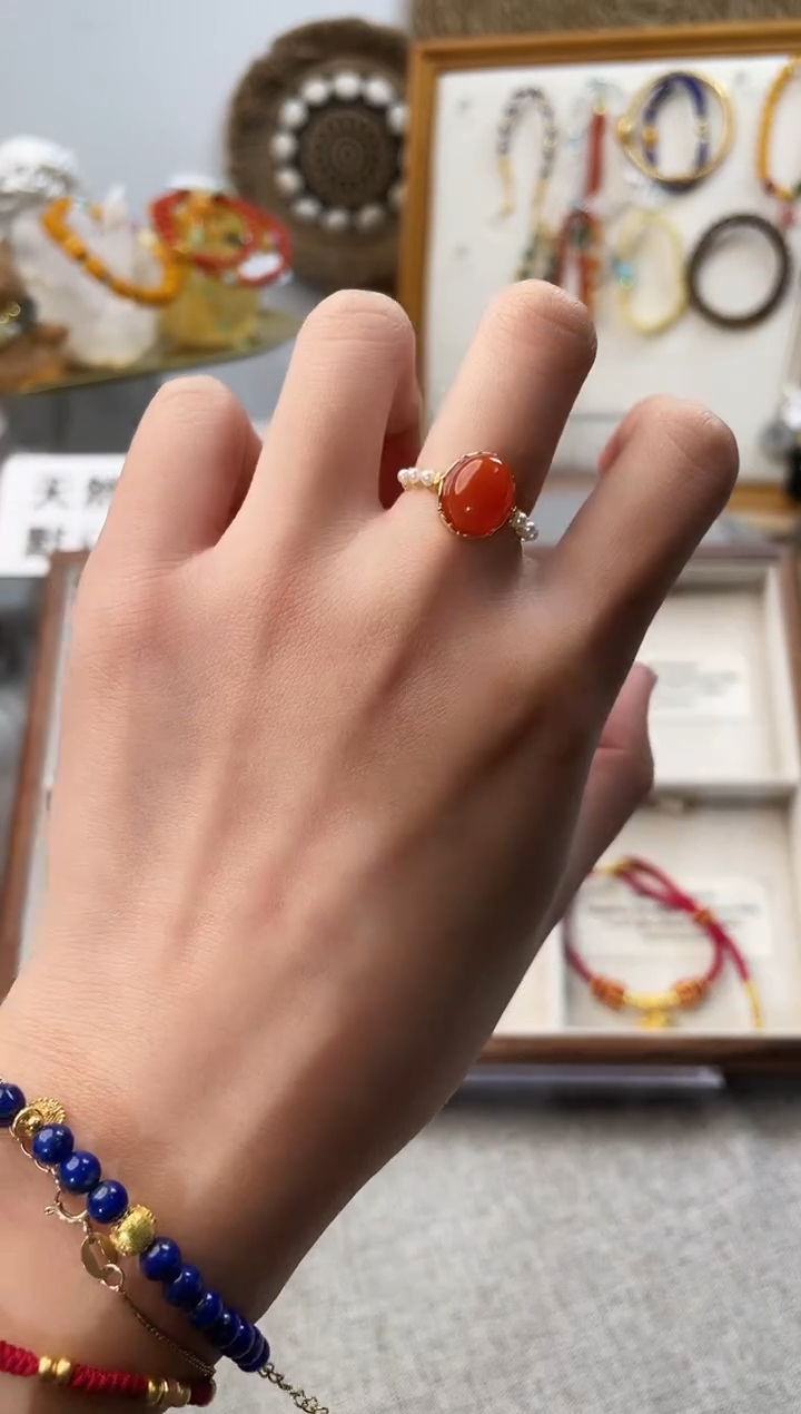 银S925镶嵌手链南红玛瑙南红珍朱戒指（多样性发一）