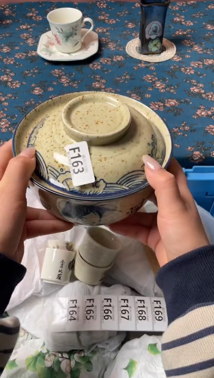 瓷片复古鱼泡面碗163