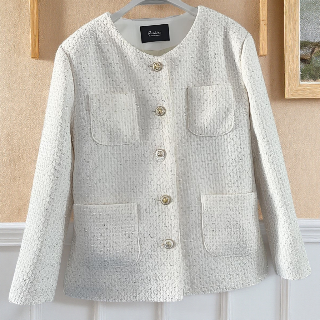 悦姐大码简约通勤时尚百搭小香风外套金属扣高级感气质款