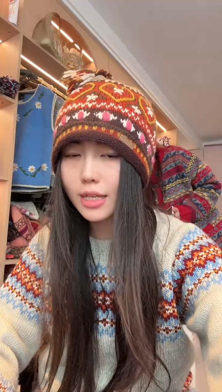 羊毛橘红爱心帽  