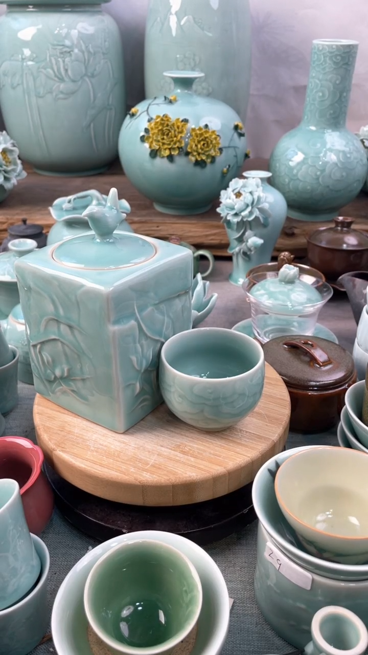 【闪购商品】1茶叶罐1杯 特价 微瑕 慧仙青瓷