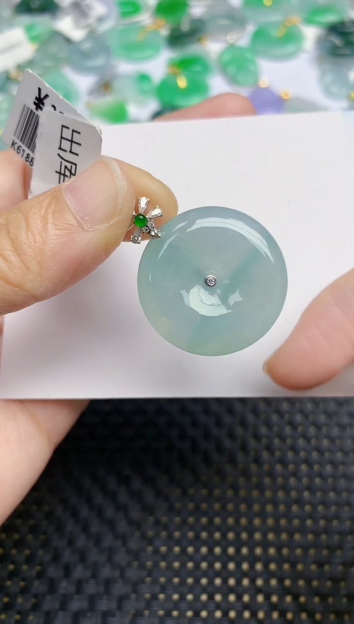 翡翠18K金镶嵌颈饰天然缅甸A货翡翠百元以上9元证书费自理