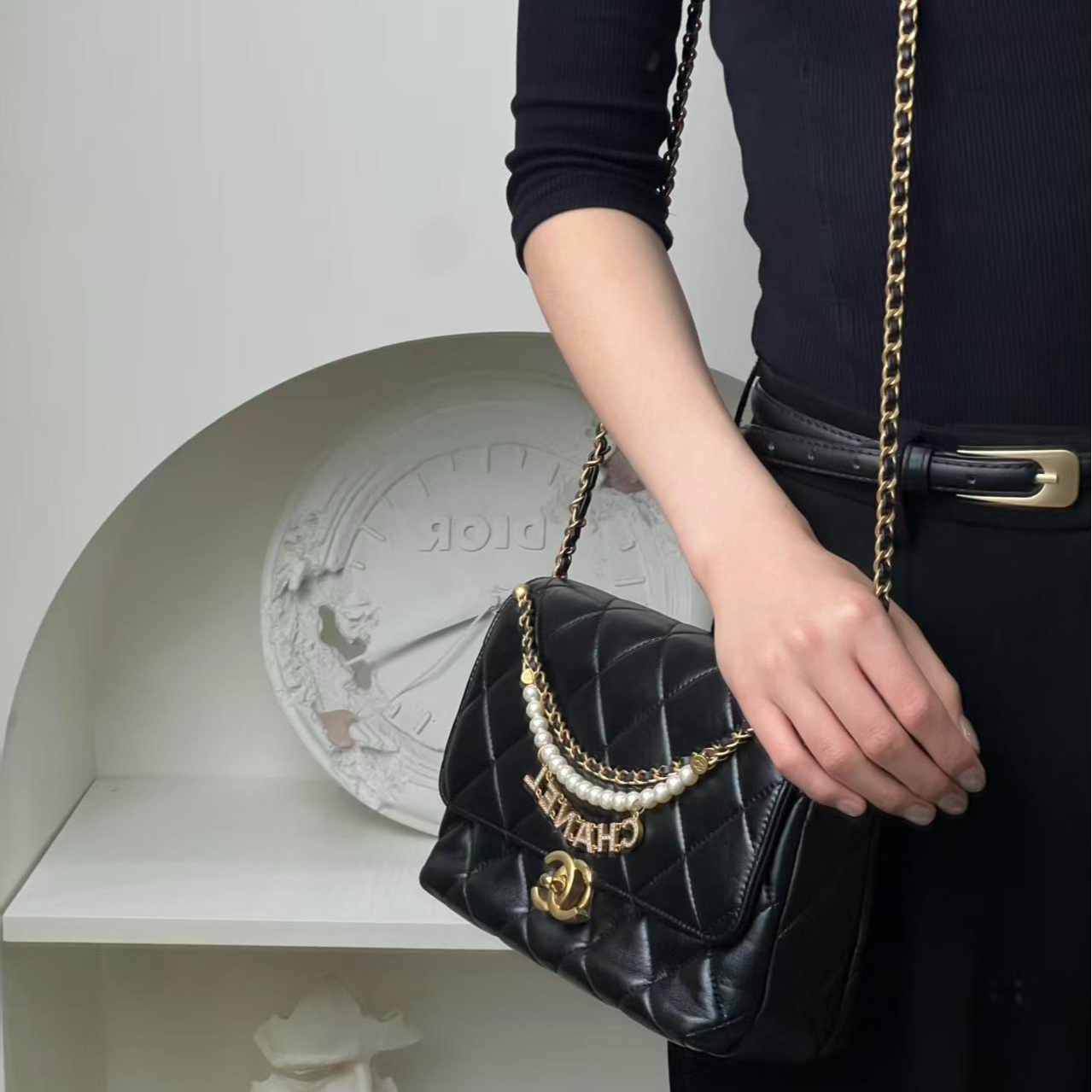 99新 Chanel/香奈儿 24a珍珠口盖包/严选