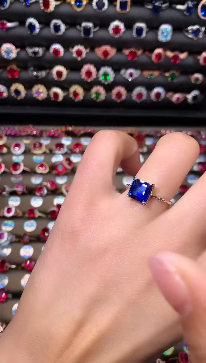 【闪购商品】蓝宝石戒指银S925镶嵌8