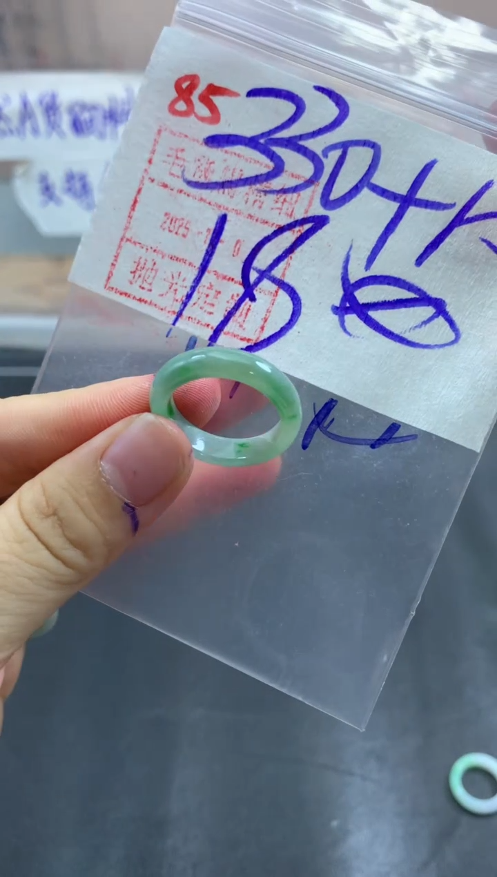 未镶嵌定制翡翠戒圈18#340毛货需精细抛光