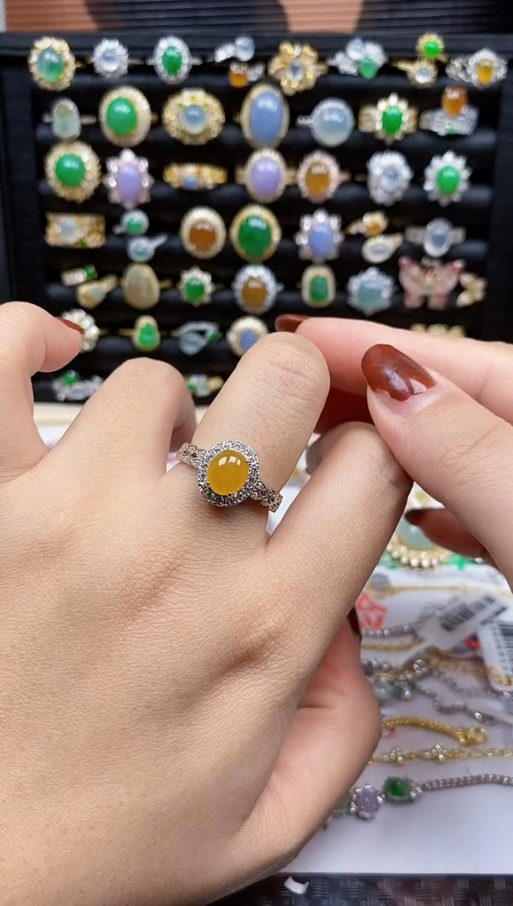 银S925镶嵌戒指翡翠8216