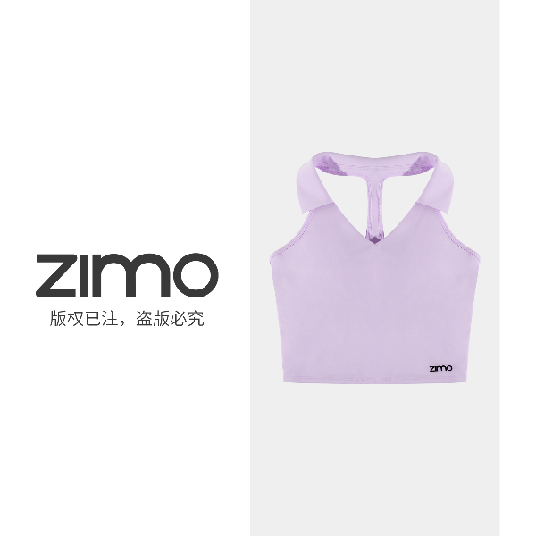 空气层POLO领V领工字背一体杯风信紫500-ZIMO运动背心YFWX500