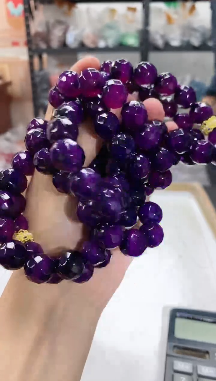 【闪购商品】玛瑙/玉髓手串未镶嵌紫钻手串 多样性发一