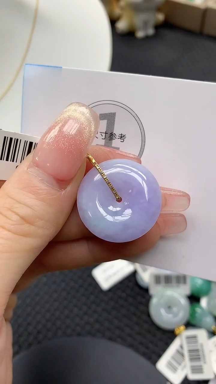 颈饰18K金镶嵌翡翠a货支持复检百元以上9元证书费自理