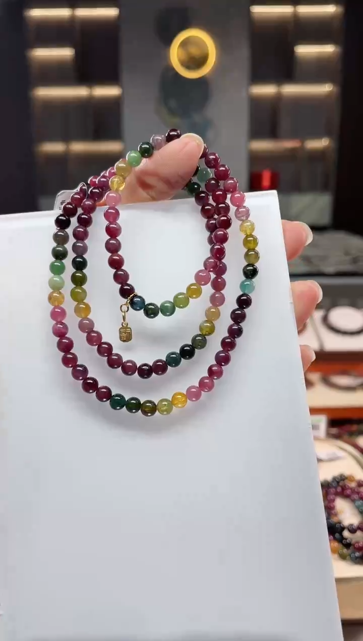 未镶嵌老矿碧玺三圈手串5mm+碧玺（多样性发一条）Q