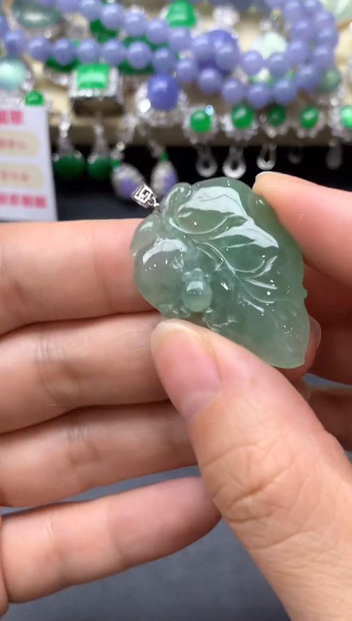 颈饰18K金镶嵌翡翠89-中国好珍宝