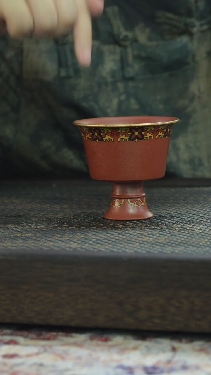 茶杯紫砂非遗茶器-珐琅彩接底