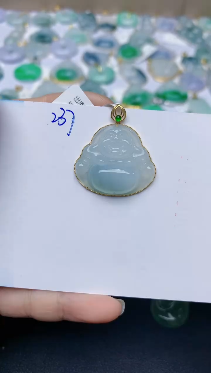 【闪购商品】翡翠颈饰18K金镶嵌天然翡翠A货    