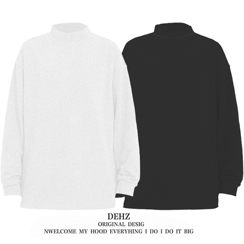 DEHZ半高领德绒打底衫卫衣男款爆款2024新款内搭美式长袖秋季