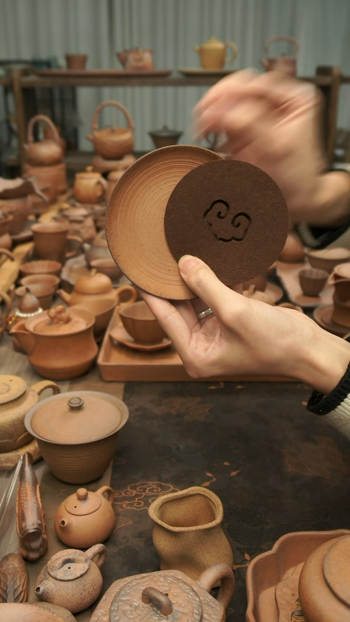 老岩泥原矿老岩泥  螺旋纹杯垫