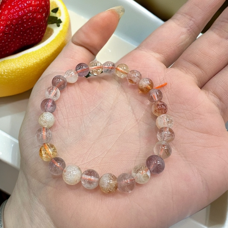 新款紫黄水晶卡7毫米手串