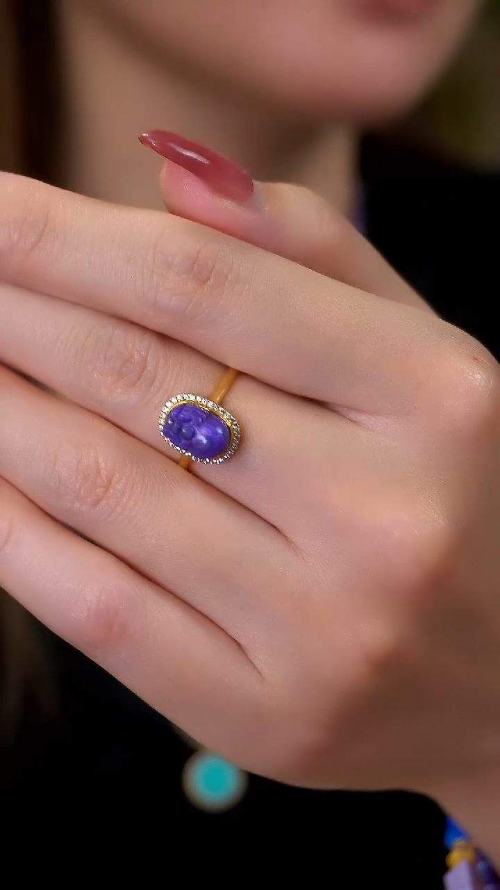 【闪购商品】苏纪石（舒俱来）戒指貔貅18K金镶嵌   