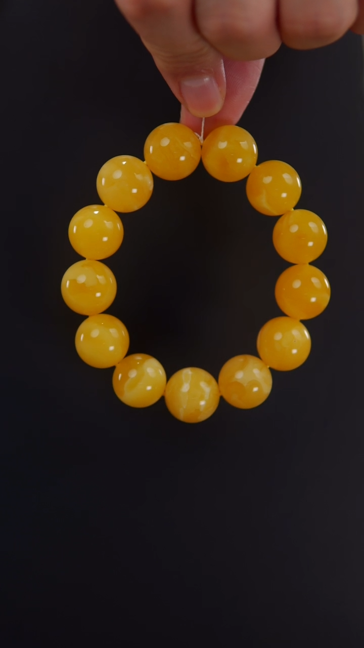 【闪购商品】琥珀手链未镶嵌焦皮料圆珠手串32.91