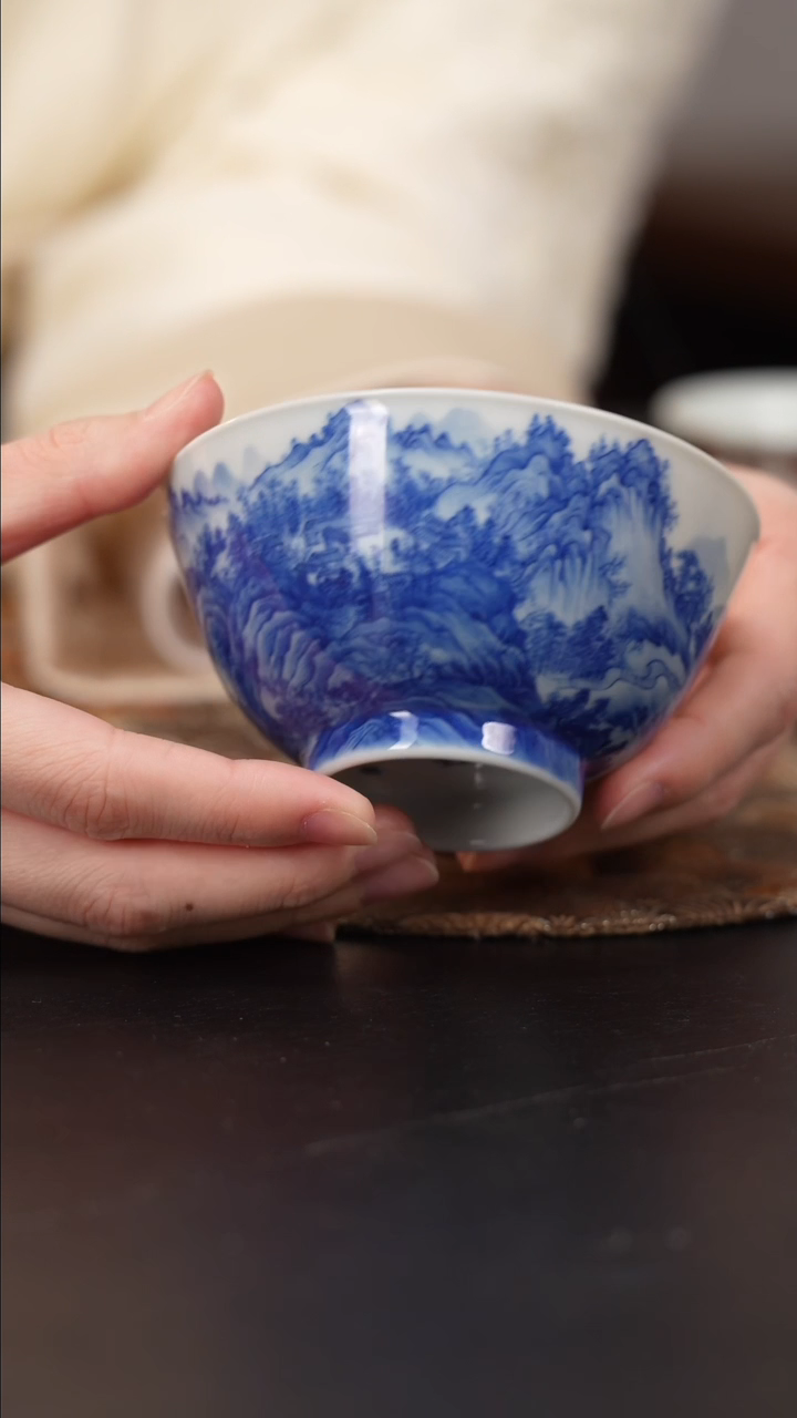 【闪购商品】杯看山柴窑青花千里江山