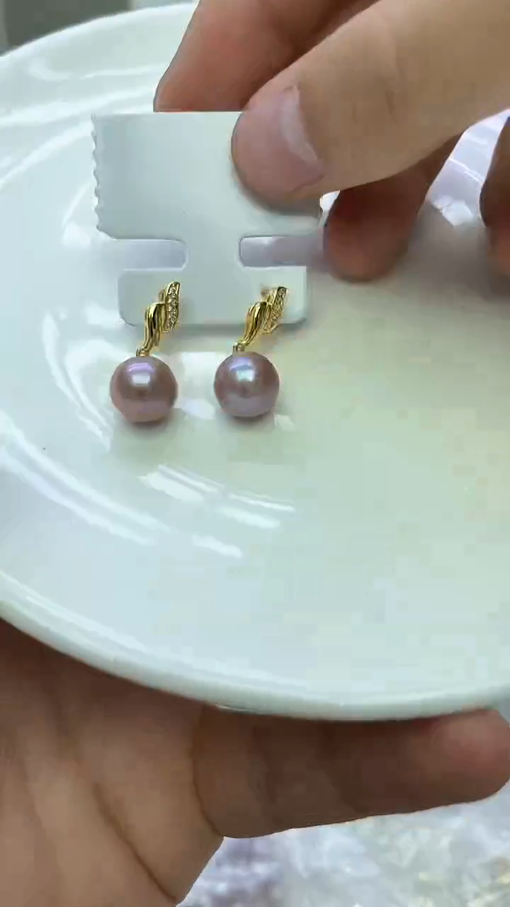 未镶嵌耳坠淡水珍珠紫色系耳坠