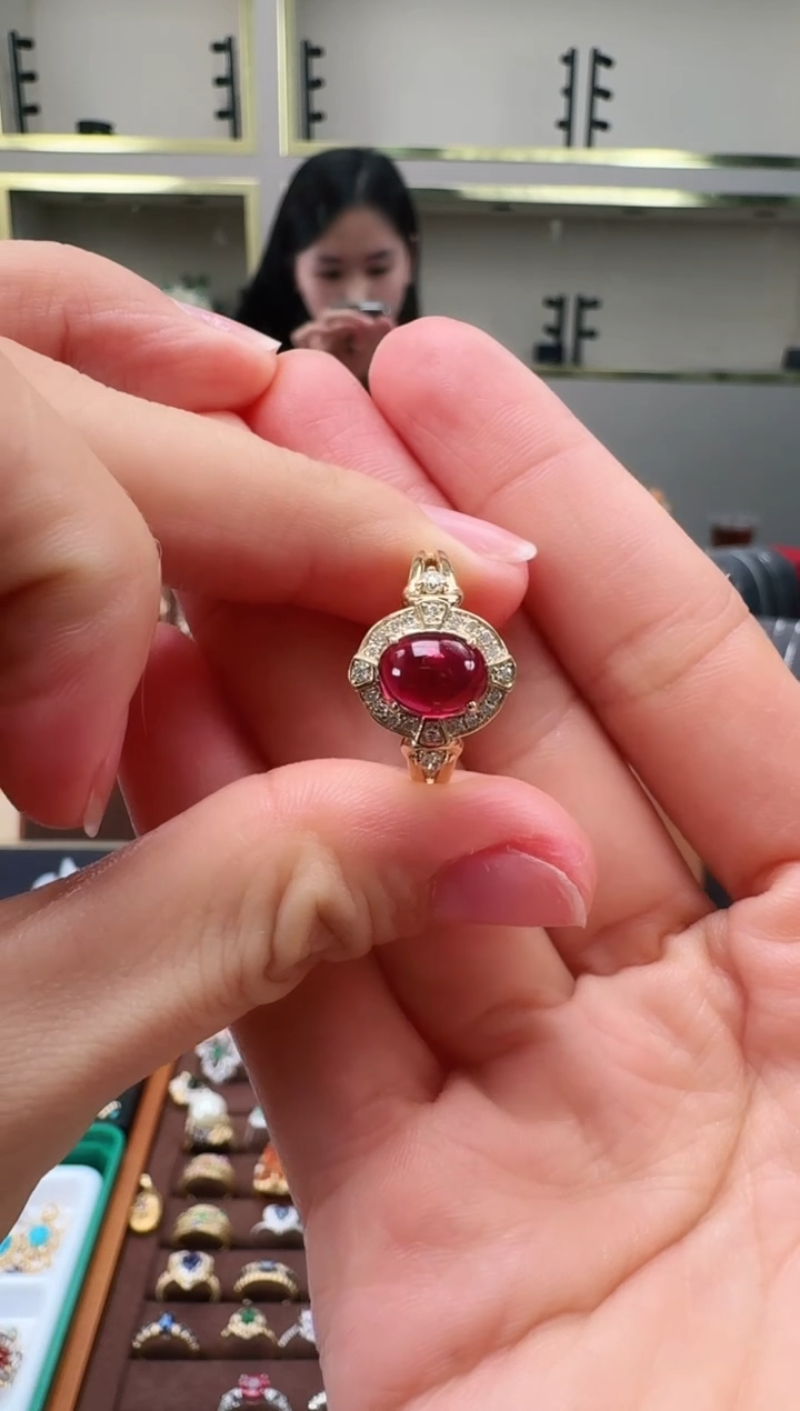 【闪购商品】碧玺戒指18K金镶嵌碧玺