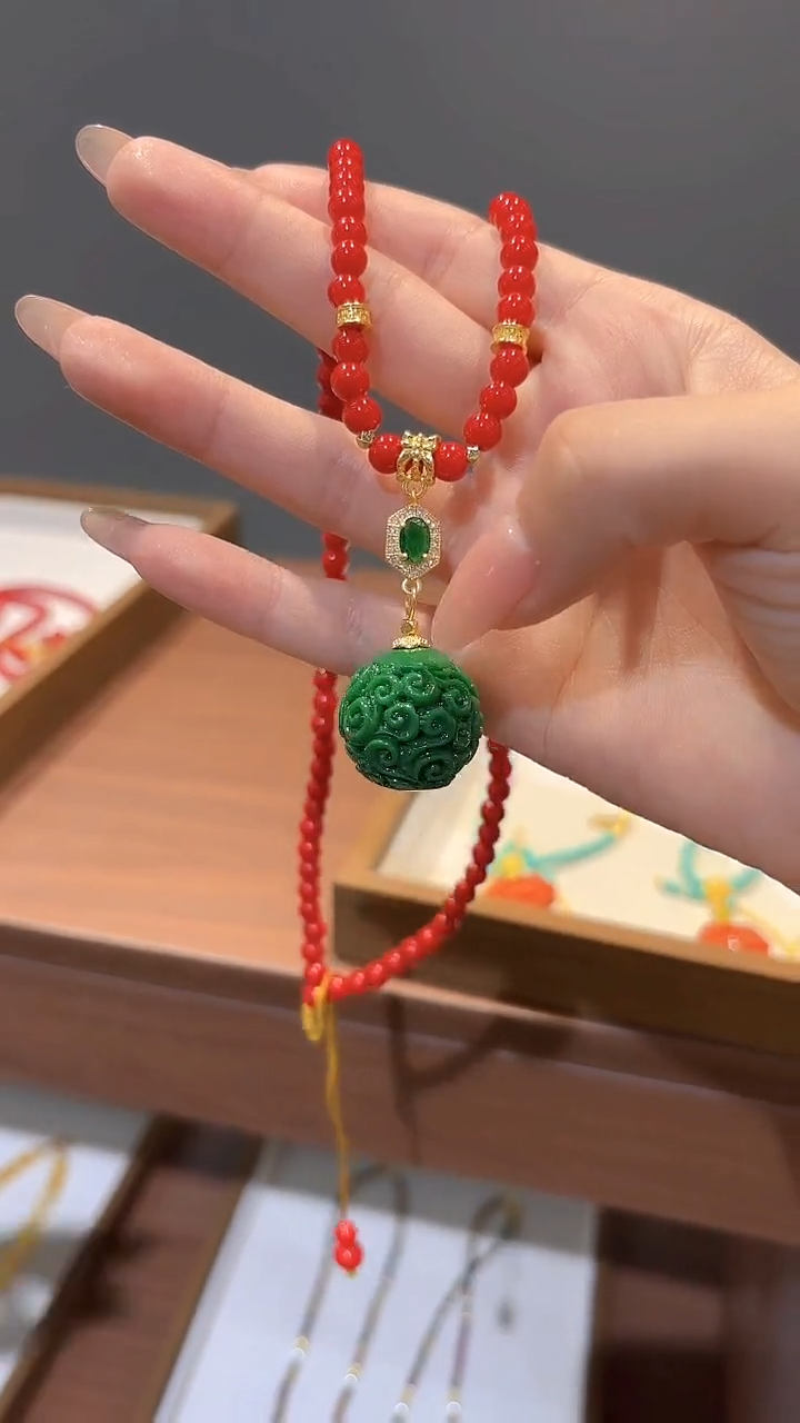 颈饰14K金镶嵌翡翠DIY款M890