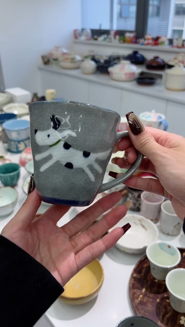 【闪购商品】瓷片开心小狗马克杯（蓝）