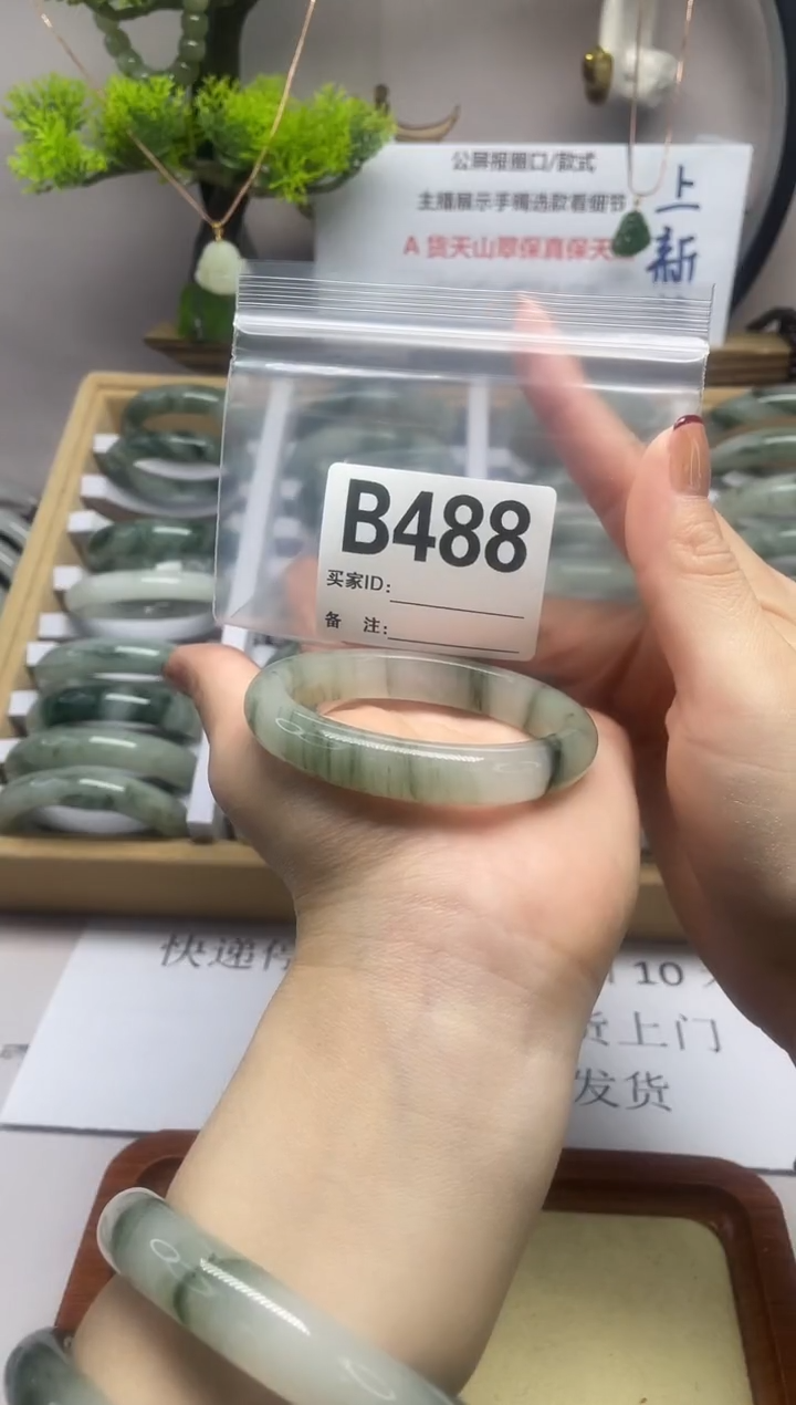 【闪购商品】石英质玉（天山翠）手镯未镶嵌b488