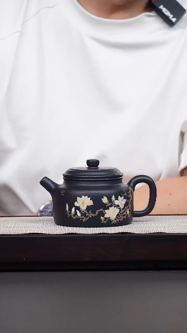 茶壶紫砂W****）黑泥泥绘德钟