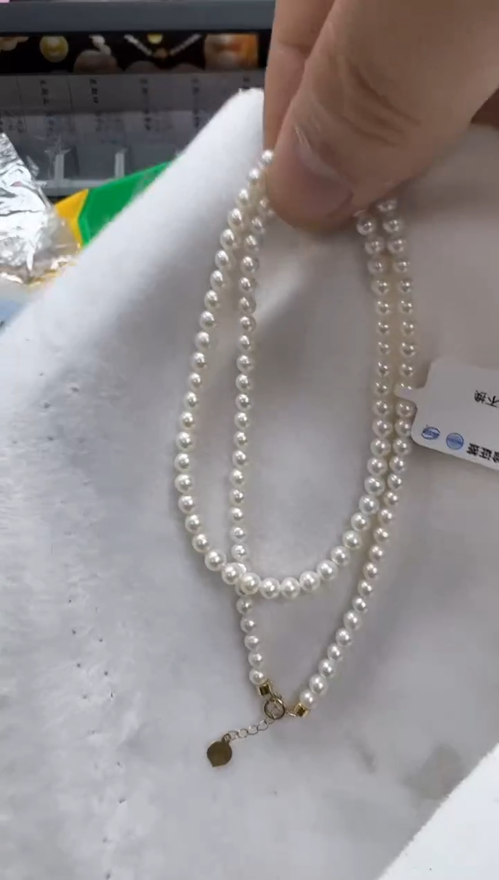 【闪购商品】淡水珍珠颈饰18K金镶嵌3-4小米珠爱